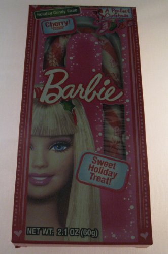 Barbie Holiday Candy Cane Cherry Flavor Large Christmas Candy logo