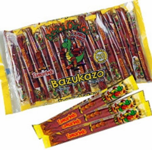 Bazukazo Tarugos Tamarindo Con Chile Mexican Tamarind Candy Sticks 20 Pieces New Sealed logo