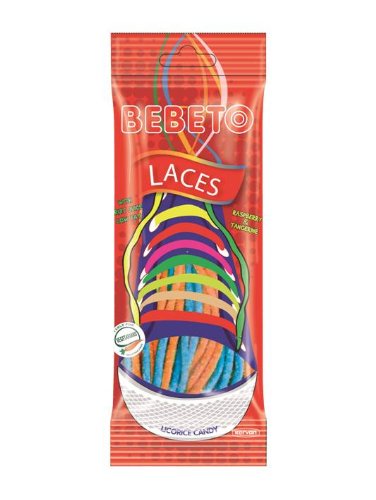 Bebeto Licorice Laces, Tangerine & Raspberry Flavored Candy (4 Oz X 12) logo