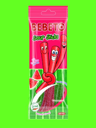 Bebeto Sour Sticks, Watermelon Flavored Candy (4 Oz X 12) logo