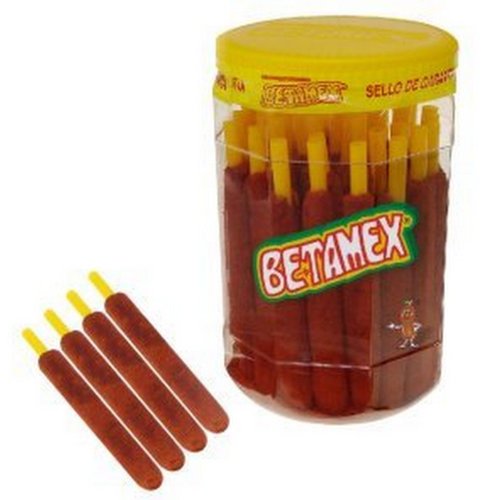 Betamex Banderilla Tarugo Tamarindo Enchilado Mexican Hot Tamarind Candy Sticks 50 Pc logo