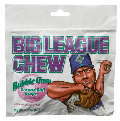 Big League Chew, Ground Ball Grape Bubble Gum, 2.12 ounce Pouches (Pack of 12) logo