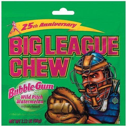 Big League Chew, Wild Pitch Watermelon Bubble Gum, 2.12 ounce Pouches (Pack of 12) logo