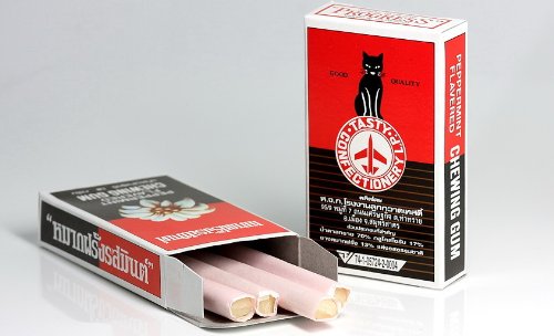 Black Cat Ancient Bubble Gum Cigarettes (Pack of 5), Product Of Thailand logo