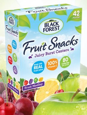 Black Forest Fruit Snacks Juicy Filled Centers 42 Pkt Box (0.9 Oz Pouches)(Pack of 1) logo