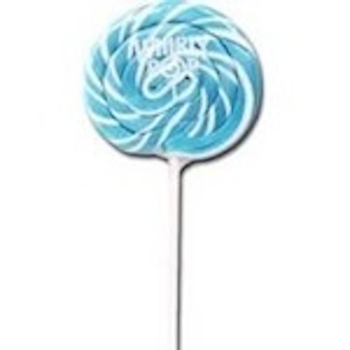 Blue Raspberry Blue & White Whirly Pops 24 Lollipops logo