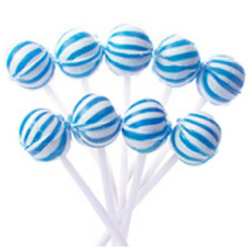 Blueberry Petite Sassy Suckers Blue & White Striped Ball Lollipops 20 Piece Box logo