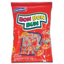 Bon Bon Bum Strawberry Lollypop Gum Filled 24 Count logo