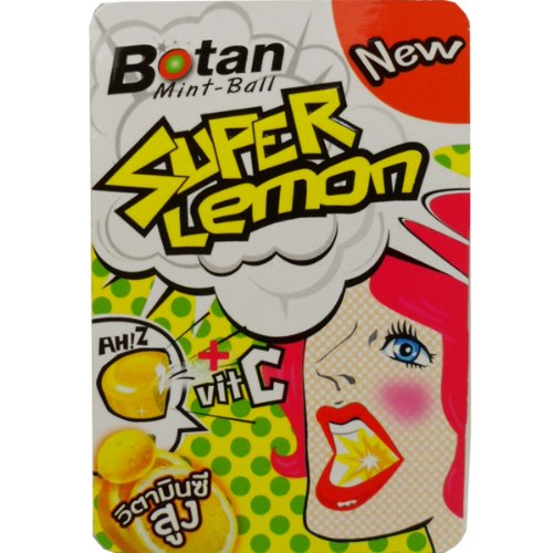 Botan Mint Ball Super Lemon Candy Snack High Vitamin C Net Wt 17.5 G (7 Pellets) X 10 Boxes logo