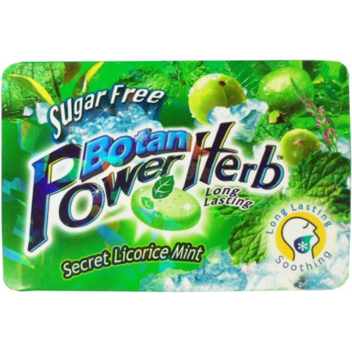 Botan Power Herb Candy Secret Licorice Mint Flavor Sugar Free Long Lasting Soothing In Throat Net Wt 8.24 G (8 Pellets) X 8 Boxes logo