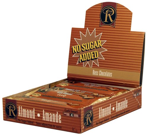 Box Of 12 No Sugar Added Milk Chocolate With Almonds Bars – Low Carb Chocolate From Ross Chocolates logo