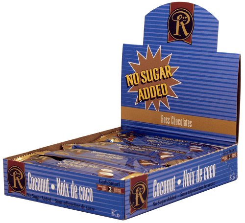 Box Of 12 No Sugar Added Milk Chocolate With Coconuts Bars – Low Carb Chocolate From Ross Chocolates logo