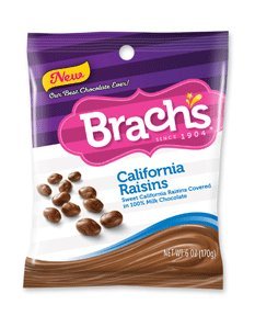 Brach’s Chocolate Covered California Raisins, 6 ounce Bags (Pack of 12) logo