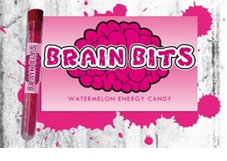 Brain Bits Watermelon Flavored Caffeinated Candy 3 Pack logo