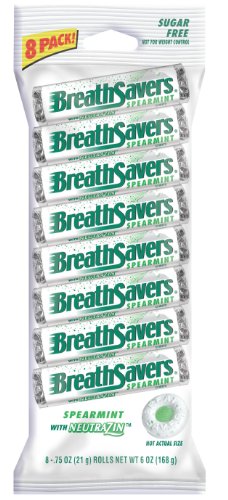 Breath Savers Mints, Spearmint, 8-count Packages (Pack of 5) logo