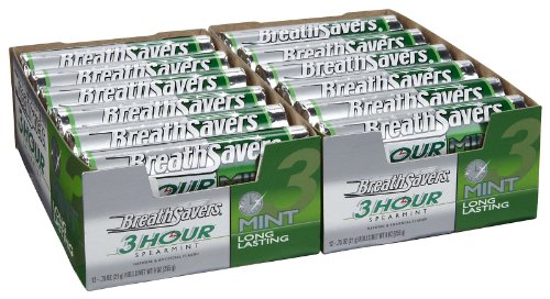 Breath Savers Spearmint 3 Hours Mint Long Lasting Gum Of .75 Oz – 24 Rolls logo