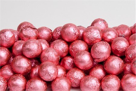 Bright Pink Foiled Chocolate Balls, 5lbs logo