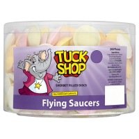 British Retro Sweets Tuck Shop Flying Saucers 200 Pieces logo