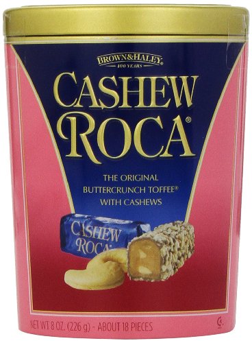 Brown and Haley Cashew Roca Buttercrunch Toffee, 8 ounce Cans (Pack of 2) logo