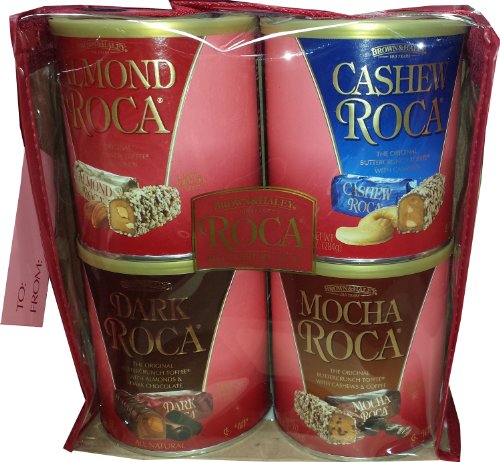 Brown and Haley Dark Roca, Almond Roca, Cashew Roca, Mocha Roca Tote Variety 39 Oz logo