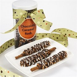 Brownie Points Signature Canister Of A Half Dozen Of Our Salty Pretzel Rods, Buttery Caramel and Creamiest Chocolate In Our Chocolate Caramel Pretzel Rods logo