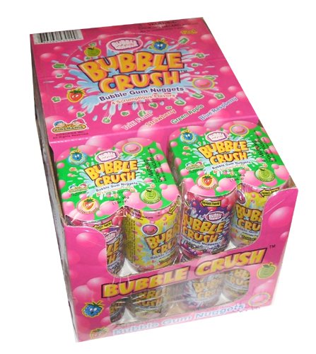 Bubble Mania Bubble Crush Bubble Gum Nuggets Assorted Fruit Flavors (Pack of 12) logo