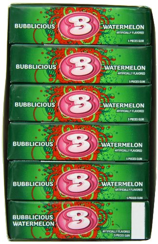 Bubblicious Bubble Gum, Watermelon, 5-piece Packs (Pack of 18) logo