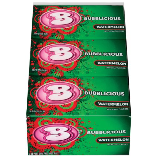 Bubblicious Bubble Gum, Watermelon Wave, 10-piece Packs (Pack of 12) logo