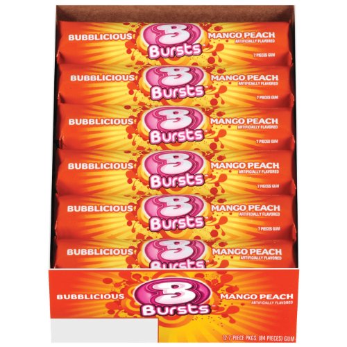 Bubblicious Burst – Mango Peach, 7-count Package (Pack of 12) logo