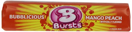 Bubblicious Bursts Mango Peach, 7-count (Pack of 12) logo