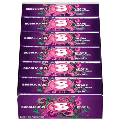 Bubblicious Grape Bubble Gum, 5 Pieces (Pack of 18) logo