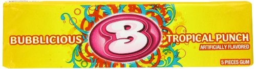 Bubblicious Tropical Punch Bubble Gum, 5-piece Packages (Pack of 36) logo