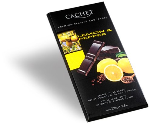 Cachet Dark Chocolate With Lemon & Pepper, 3.5 ounce Bars (Pack of 6) logo