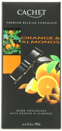 Cachet Dark Chocolate With Orange & Almonds, 3.5 ounce Bars (Pack of 6) logo