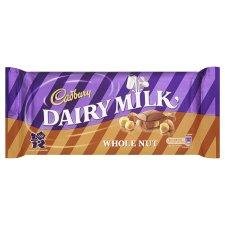 Cadbury Dairy Milk Chocolate Whole Nut Bar 120g – Pack of 6 logo