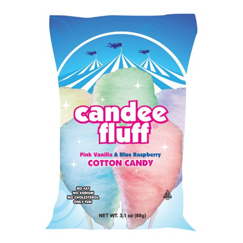 Candee Fluff Pre-made Cotton Candy – 24 Bags / Case logo