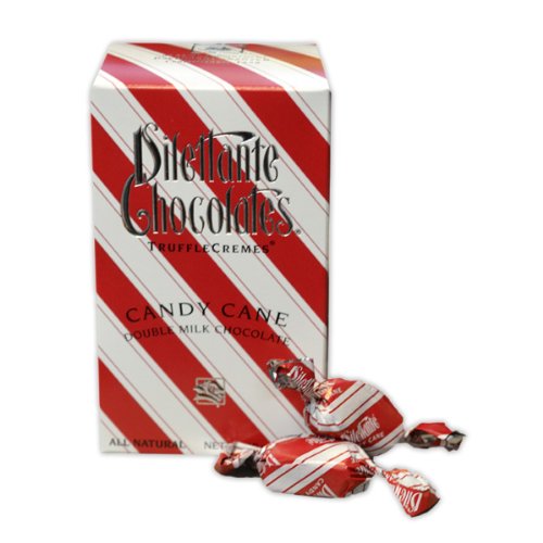 Candy Cane Truffle Cremes In Double Milk Chocolate – 10oz Gift Box – By Dilettante (3 Pack) logo