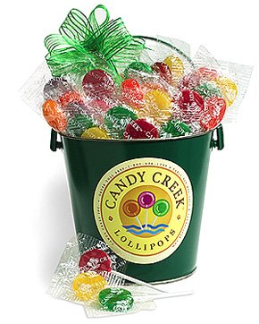 Candy Creek Fruit Lollipops In A Green Gift Pail, 2 Lbs. logo