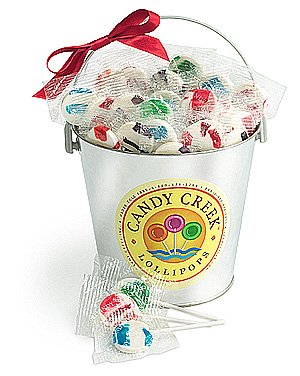 Candy Creek Fruit Zanys Lollipops In A Silver Gift Pail, 2 Lbs. logo