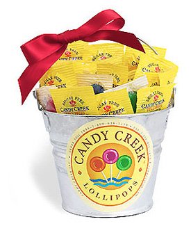 Candy Creek Sugar Free Fruit Lollipops, 1 Lb. Galvinized Gift Pail logo