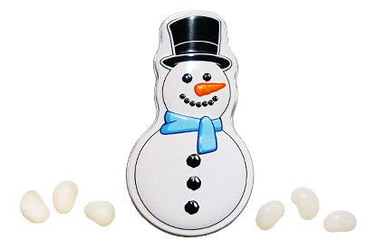 Candy Tin Snowman Poop Fruity Jelly Beans logo