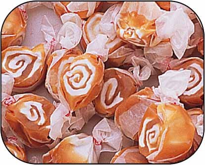 Caramel Swirl Gourmet Salt Water Taffy 1 Pound Bag logo