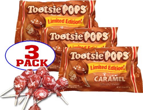 Caramel Tootsie Pops – Limited Edition – 3 Bags Total Of 30 Pops logo