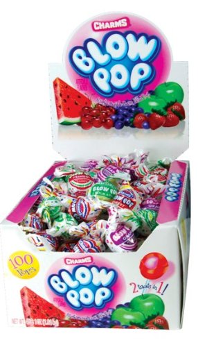 Charms Blow Pops, Assorted Pops, 100-count Lollipops (Pack of 2) logo