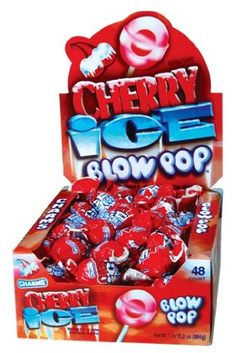 Charms Blow Pops, Cherry Ice, 48-count Lollipops (Pack of 3) logo