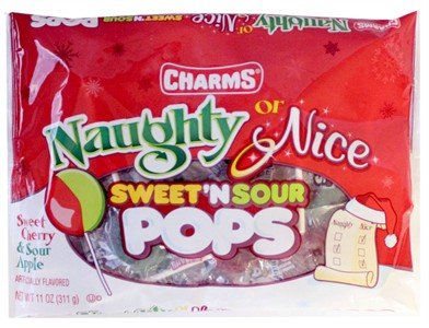 Charms Naughty Or Nice Sweet ‘n Sour Pops logo