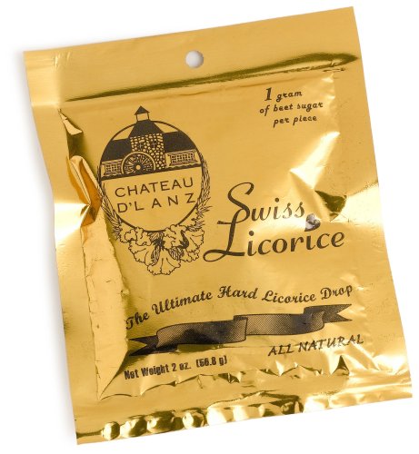 Chateau D’ Lanz Swiss Licorice Hard Black Licorice Drops, 2 ounce Bags (Pack of 8) logo