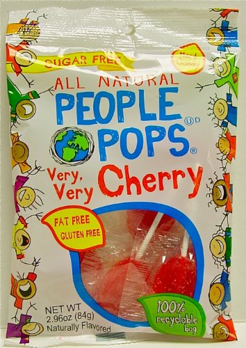 Cherry People Pops (1 Bag/6 Pops) 2.96 Fat Free, Gluten Free, Naturally Flavored, Ou-d, Sugar Free logo