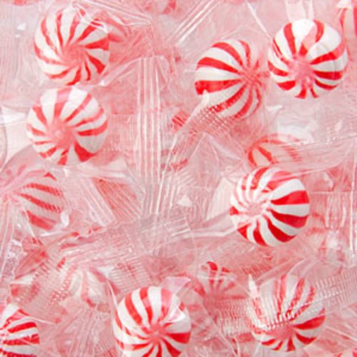 Cherry Petite Sassy Spheres Red & White Striped Candy Balls 1lb Bag logo