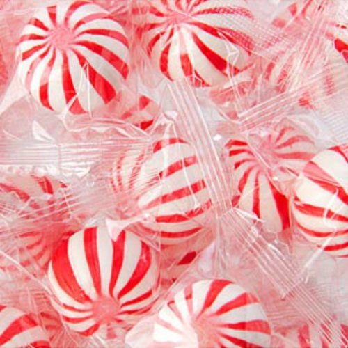 Cherry Sassy Spheres Red & White Striped Candy Balls 1lb Bag logo